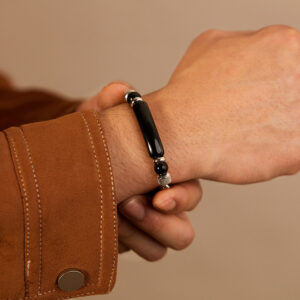 دستبند مردانه گالری گوهرسنگ مدل سنگ طبیعی کد GS1476PLUS_2 مجموعه دو عددی