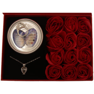 گردنبند زنانه مدل مروارید عشق به همراه باکس گل