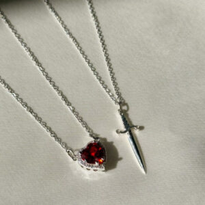 گردنبند مدل دوستی قلب و شمشیر بسته 2 عددی